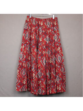 Vintage Willowbend red blue southwestern full tiered maxi skirt-L